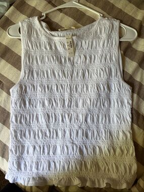 Women's White Smocked Tank Top